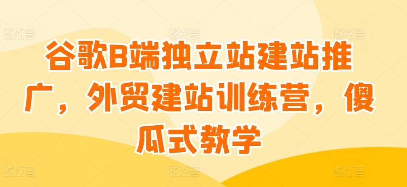 谷歌B端独立站建站推广，外贸建站训练营，傻瓜式教学-创新Ovo