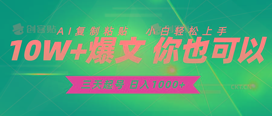 三天起号 日入1000+ AI复制粘贴 小白轻松上手-创新Ovo