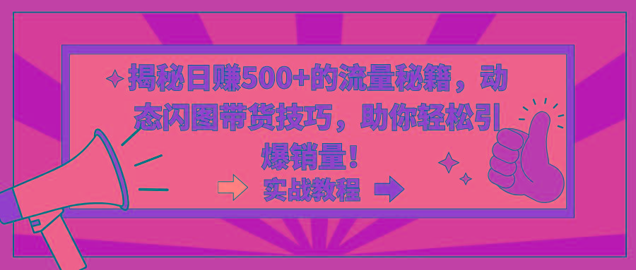 揭秘日赚500+的流量秘籍，动态闪图带货技巧，助你轻松引爆销量！-创新Ovo