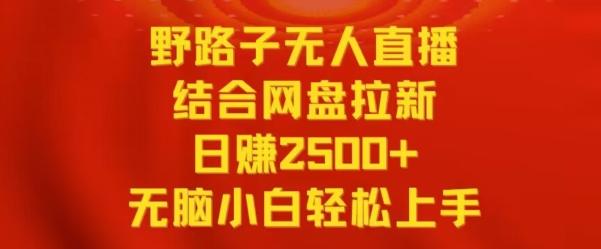 野路子无人直播结合网盘拉新，日赚2500+，小白无脑轻松上手【揭秘】-创新Ovo