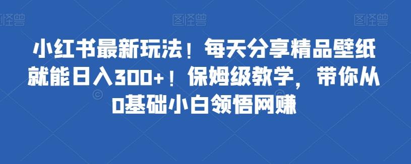 小红书最新玩法！每天分享精品壁纸就能日入300+！保姆级教学，带你从0基础小白领悟网赚-创新Ovo